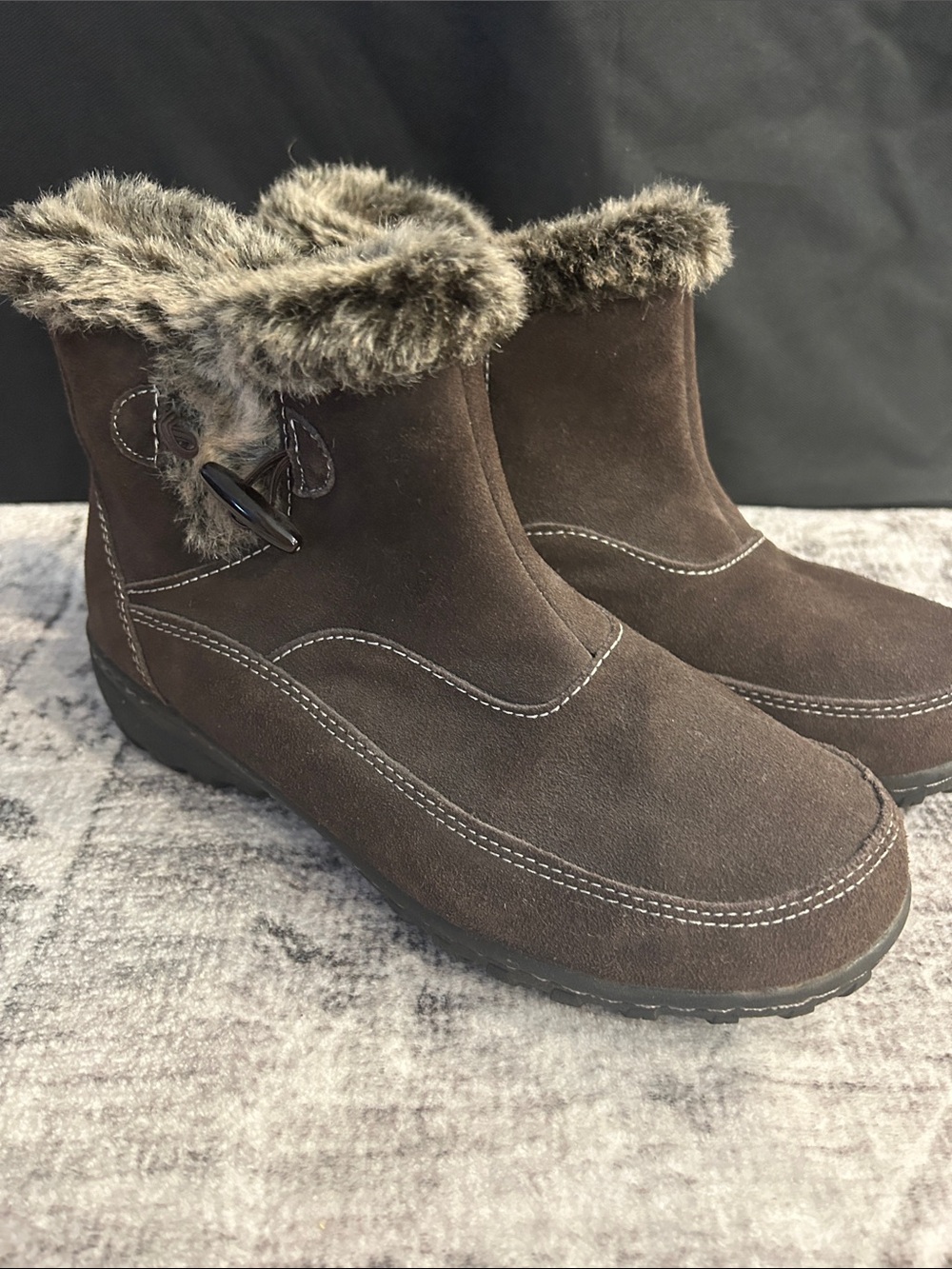 Khombu Brown Faux-Fur Suede Winter Ankle Boots